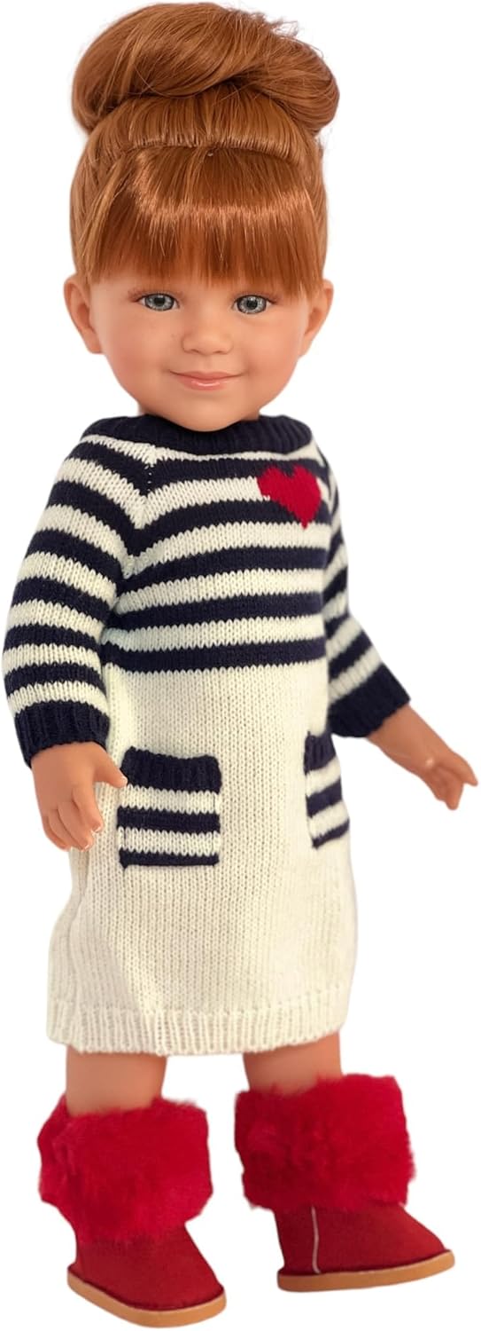 Acogedor vestido de punto para el día de San Valentín para muñecas de 18 pulgadas y muñecas Kennedy y Friends, ropa de muñeca de 18 pulgadas