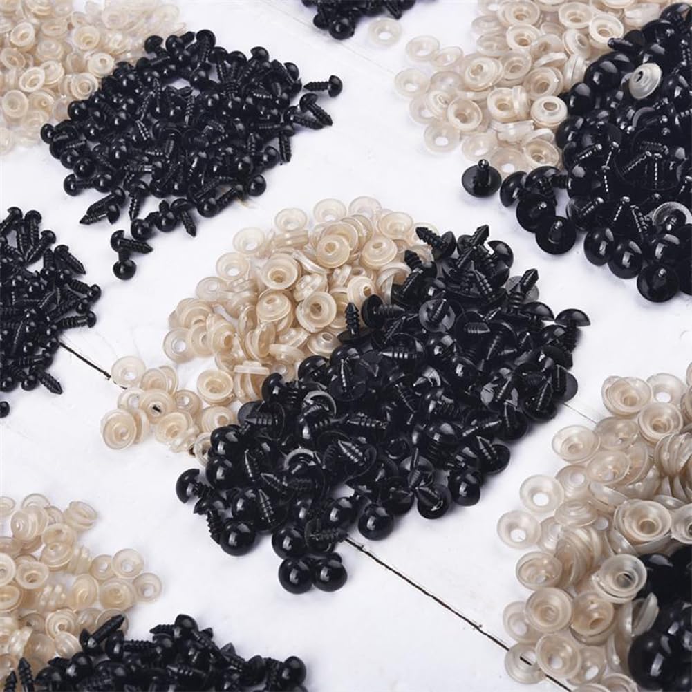 100 tornillos de seguridad de plástico de 0.394 pulgadas con arandelas, globo ocular redondo de animales amigurumi, fabricación de manualidades para