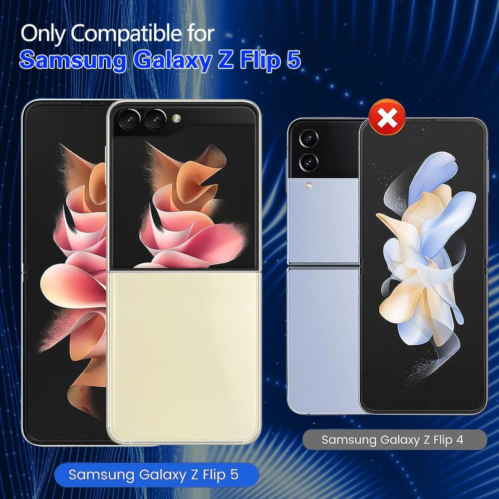 CYCFAIML Protector de pantalla de privacidad 8 en 1 para Samsung Galaxy Z Flip 5, 2 películas plegables interiores de TPU negro suave, 2 protectores