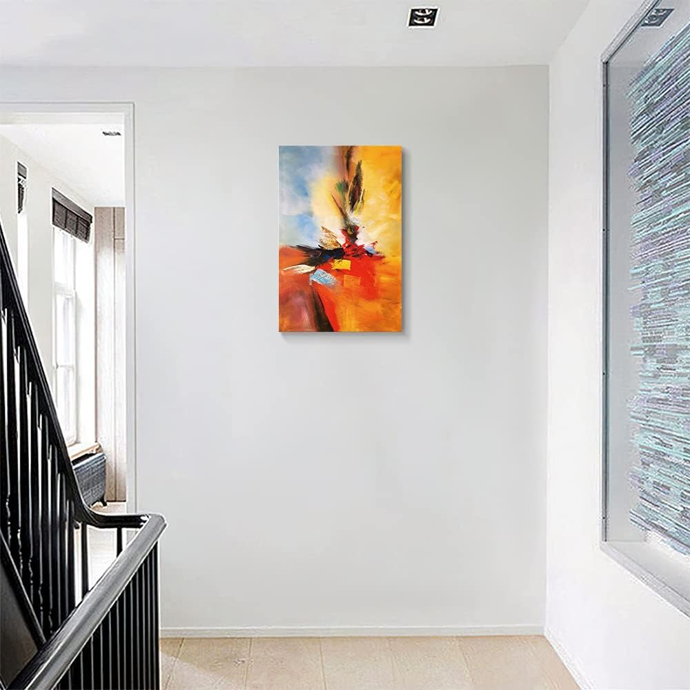 Lienzo decorativo amarillo para pared, pinturas de arte abstracto, colores rojos cálidos, graffiti sobre fondo blanco, decoración moderna para sala