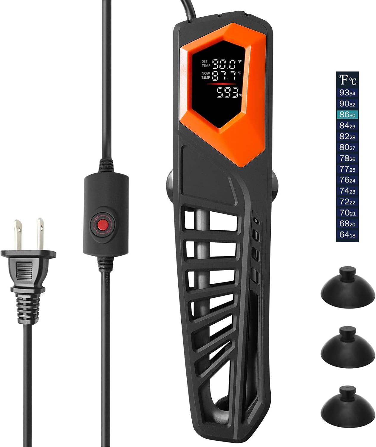HITOP Calentador de acuario de titanio de 600 W, calentador digital de peces con pantalla LED de temperatura y controlador externo, para pecera