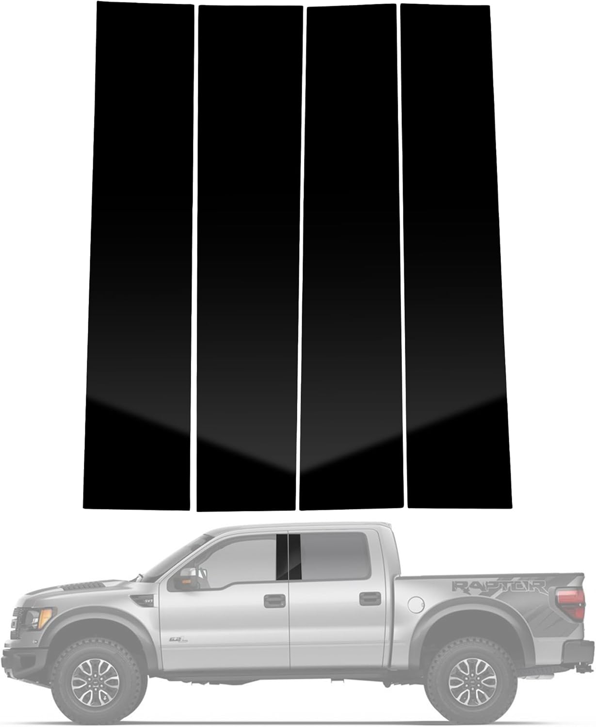 BASIKER 4 calcomanías antiarañazos compatibles con Ford F-150 2004-2014 para ventana de puerta, molduras de pilar de puerta