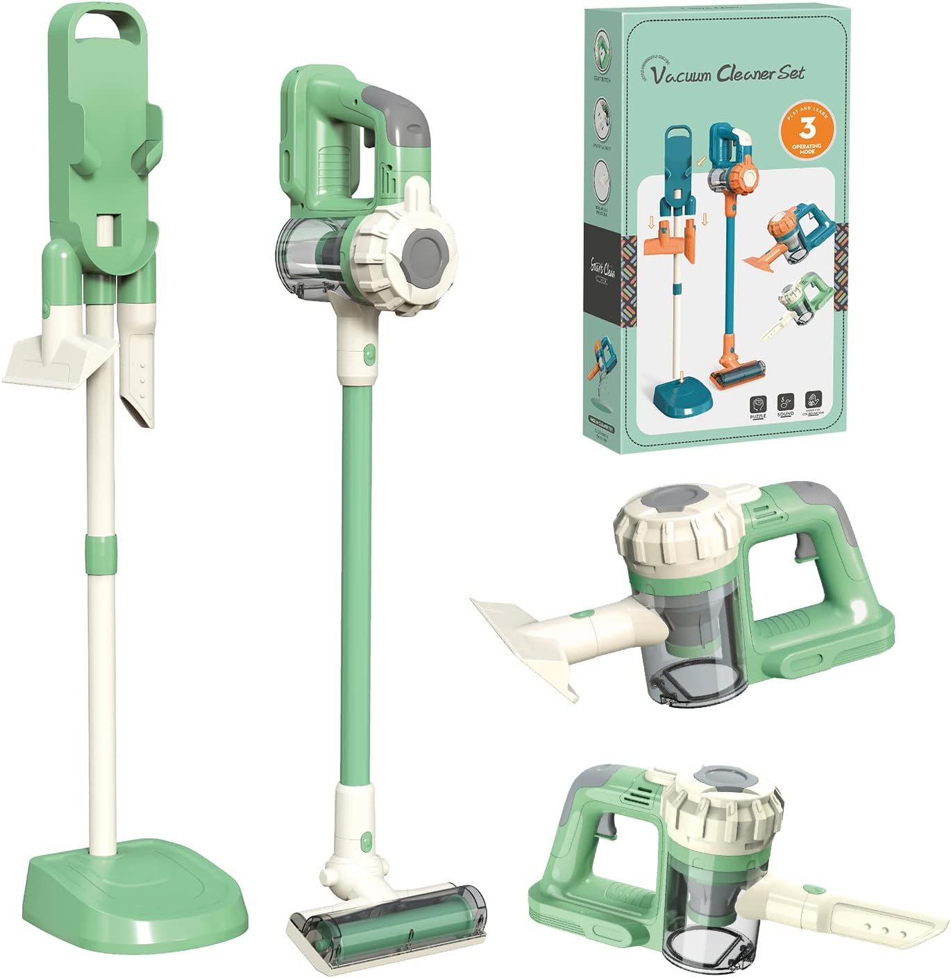 BAYMI Aspiradora 3 en 1 para niños que realmente funciona, juego de limpieza al vacío de juguete para niños a partir de 3 años, divertido juguete de