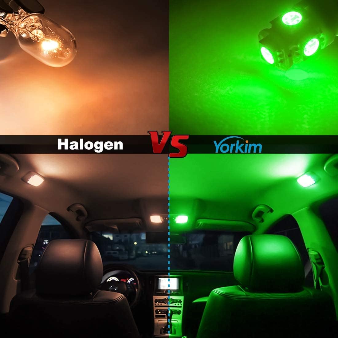 Yorkim – 194 bombillas led T10 de 6000 K, color blanco superbrillante, bombillas para luz de matrícula y luz lateral de automóvil