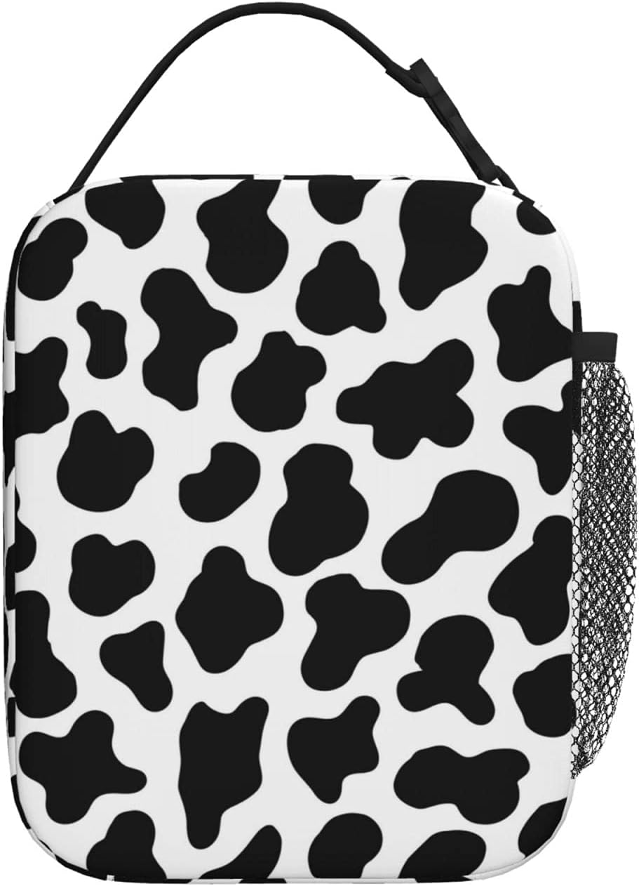 Lonchera aislada para hombres y mujeres, bolsa de almuerzo portátil y reutilizable para trabajo de oficina y picnic, estampado de vaca
