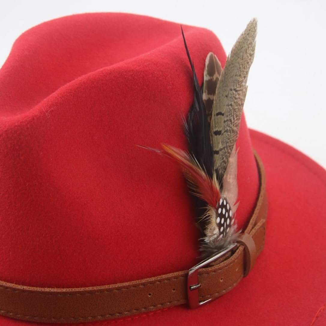 Moda Chic Fedoras Invierno Otoño Sombrero Mujeres Hombres Fieltro Ala Ancha Pluma Casual Jazz Cap