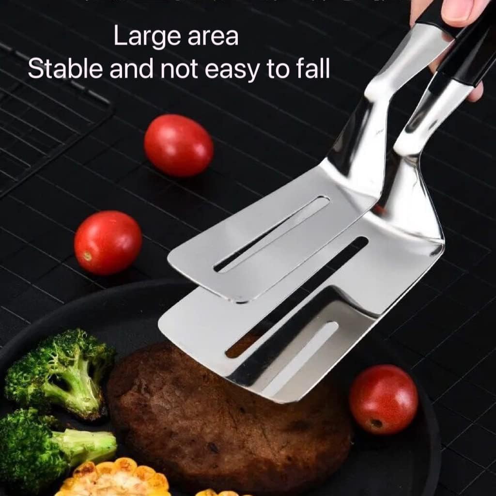 2 pinzas de acero inoxidable 304 para cocina, pinzas multiusos para barbacoa, pinza para pan, abrazadera para carne frita, pescado volteado, pinzas