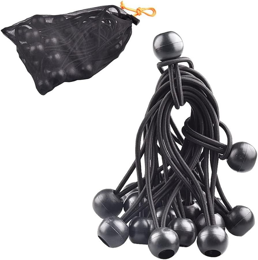 GOODSH 50 cuerdas elásticas de bola de 6 pulgadas, cuerda elástica resistente con lazos de bola para toldo, lona, camping, carpa de carga, color