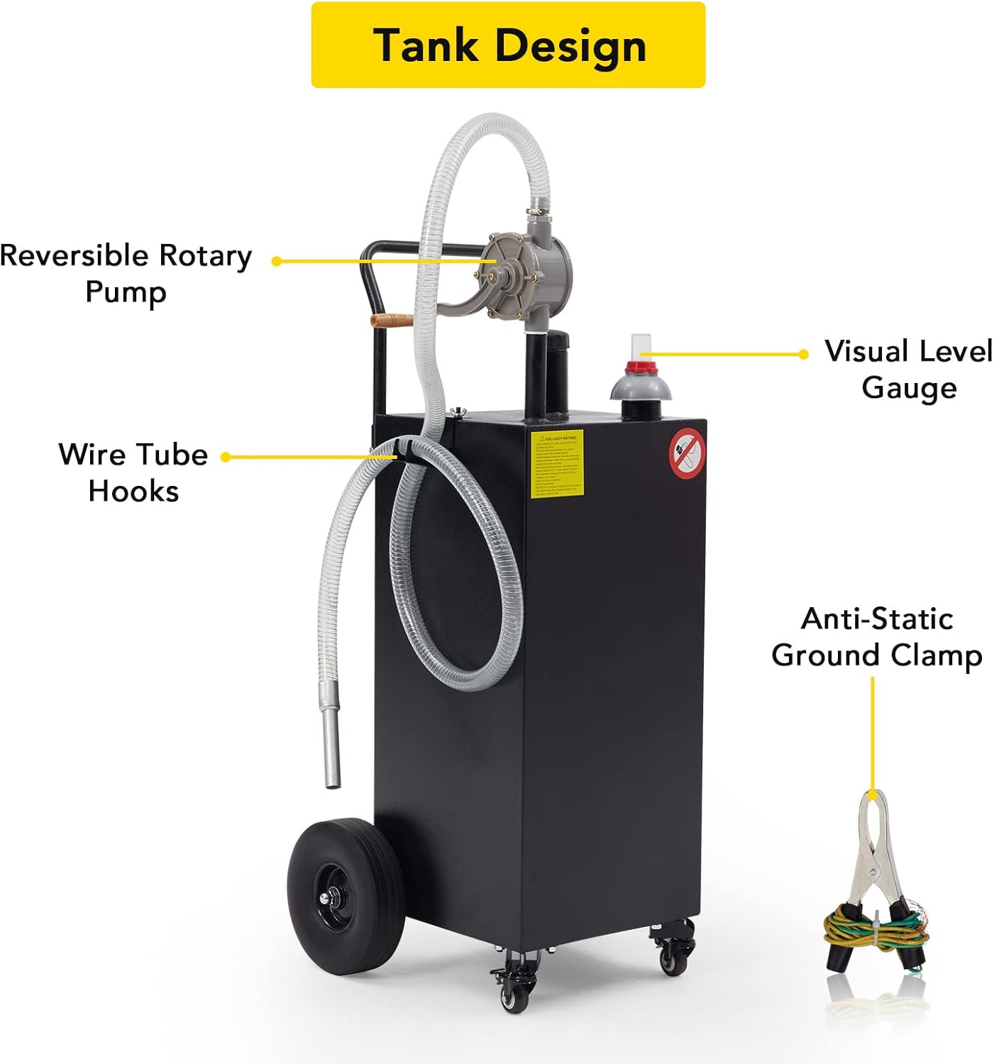 MERXENG Carrito de gas de 40 galones con bomba, tanque de almacenamiento de combustible portátil, lata grande de gasolina diésel para barco, ATV,