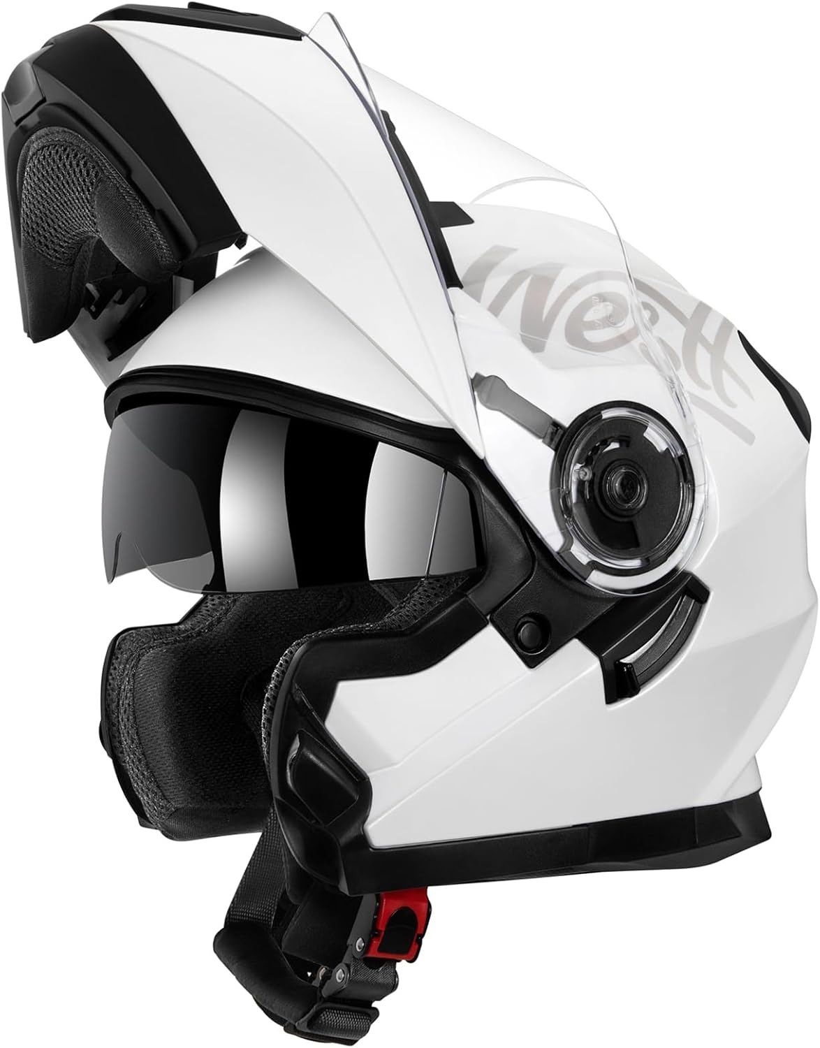 Westt Casco de motocicleta de cara abierta  Casco de motocross elevable con barbilla y doble visera  Casco ATV para adultos, motocicleta aprobado
