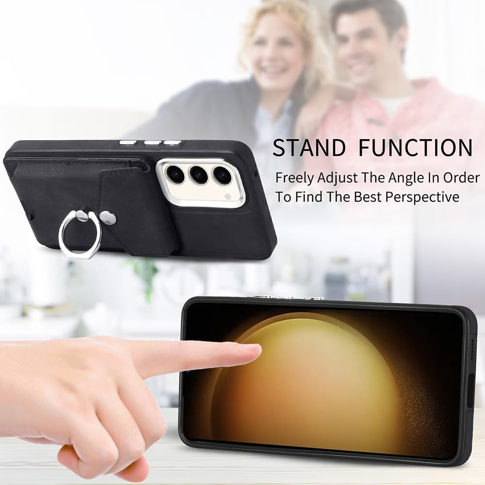 Asuwish Funda tipo cartera compatible con Samsung Galaxy S23 Plus S23+ 5G y protector de pantalla de vidrio templado, soporte para tarjetas, soporte