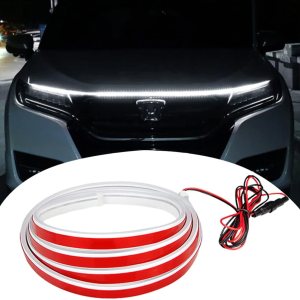 Tira de luz LED para capó de automóvil, 59 pulgadas, kit de faros de arranque dinámico exterior para cubierta de motor de automóvil, lámparas Tira de luz LED para capó de automóvil, 59 pulgadas, kit de faros de arranque dinámico exterior para cubierta de motor de automóvil, lámparas