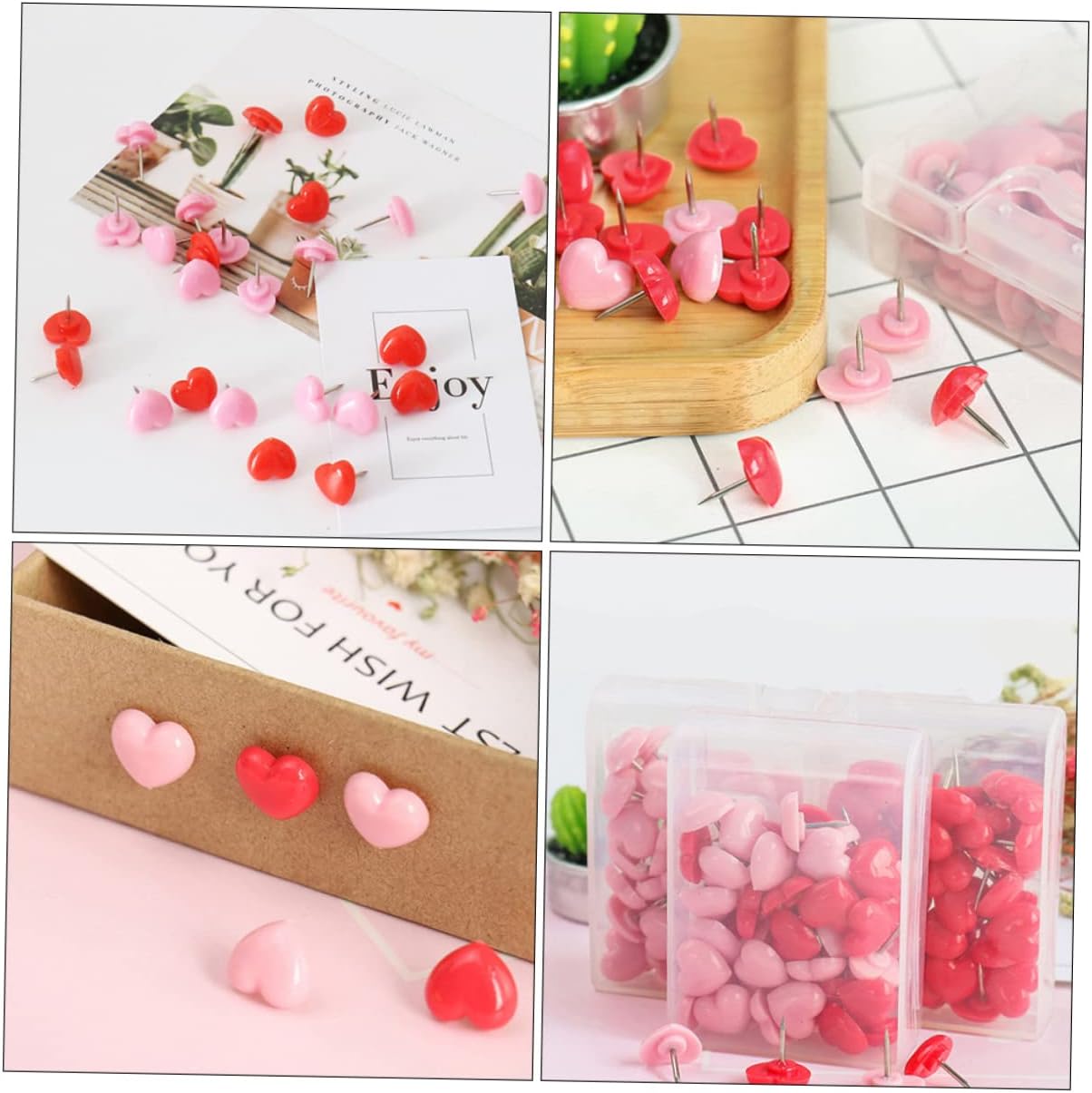 Abaodam 12 Boxes Thumbtack Accesorios para Escritorio Thumb Tacks Heart Shaped Push Pin Map Accessories Bulletin Board Push Pin Pushpins Home Supply