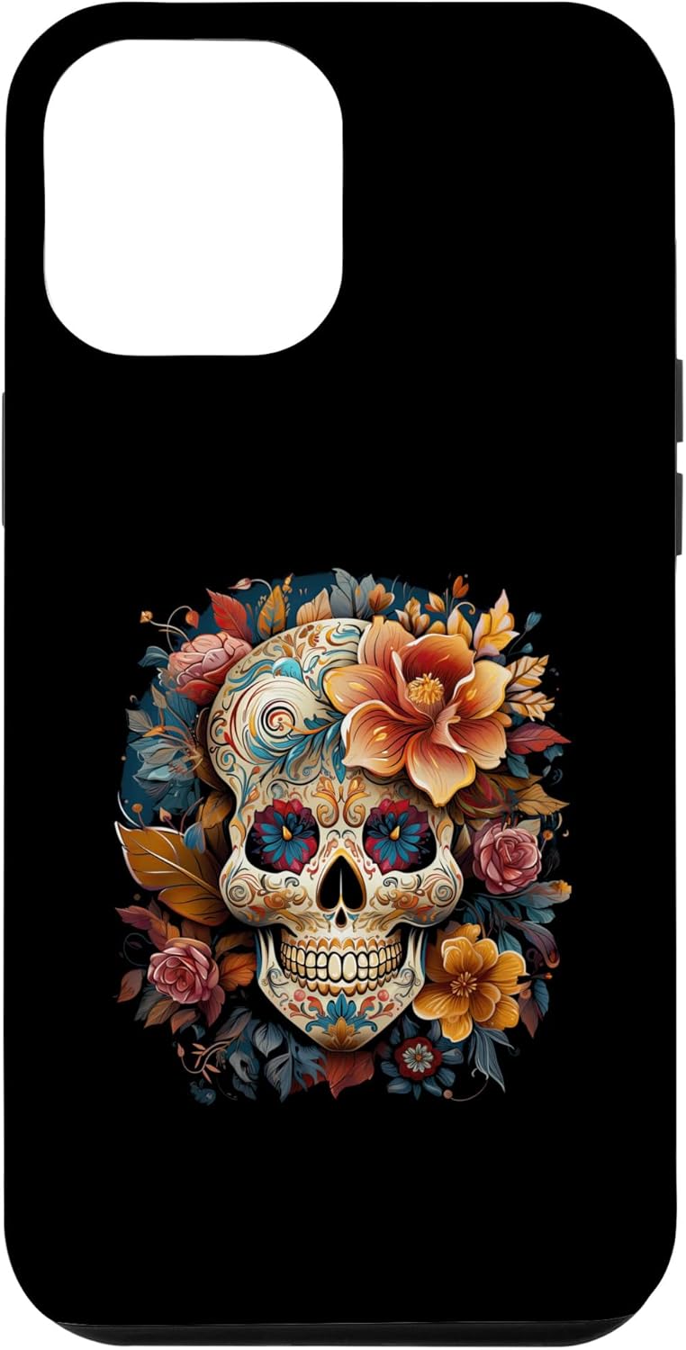 iPhone 13 Pro Max Floral Mexican Skull Day of the Dead Dia De Muertos Funda para mujer
