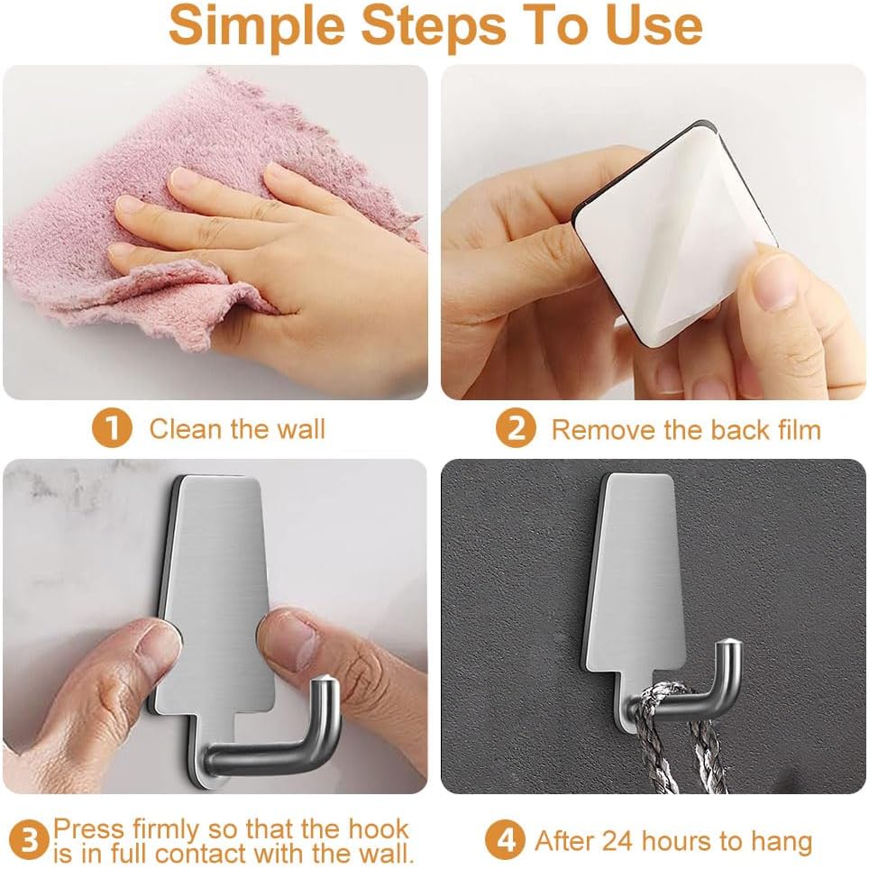 Ganchos de pared para colgar, ganchos para toallas de baño, gancho de acero inoxidable resistente al agua, ganchos modernos (gancho de pino, 8