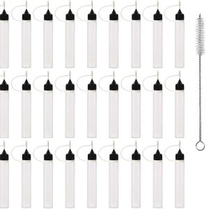 XIAONAN 30 botellas aplicadoras de punta de precisión de 1 onza (1.0 fl oz), botella exprimible con punta de aguja para pintar manualidades y XIAONAN 30 botellas aplicadoras de punta de precisión de 1 onza (1.0 fl oz), botella exprimible con punta de aguja para pintar manualidades y
