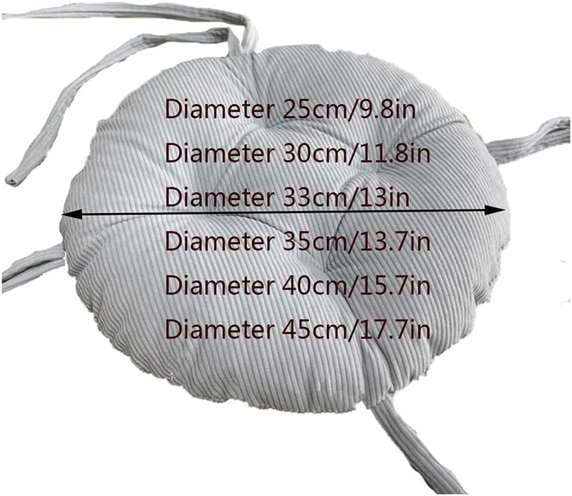 Cojín de asiento redondo de pana gruesa con lazos, antideslizante y súper suave, para cocina, taburete de bar, comedor, 11.8 pulgadas, 13 pulgadas,