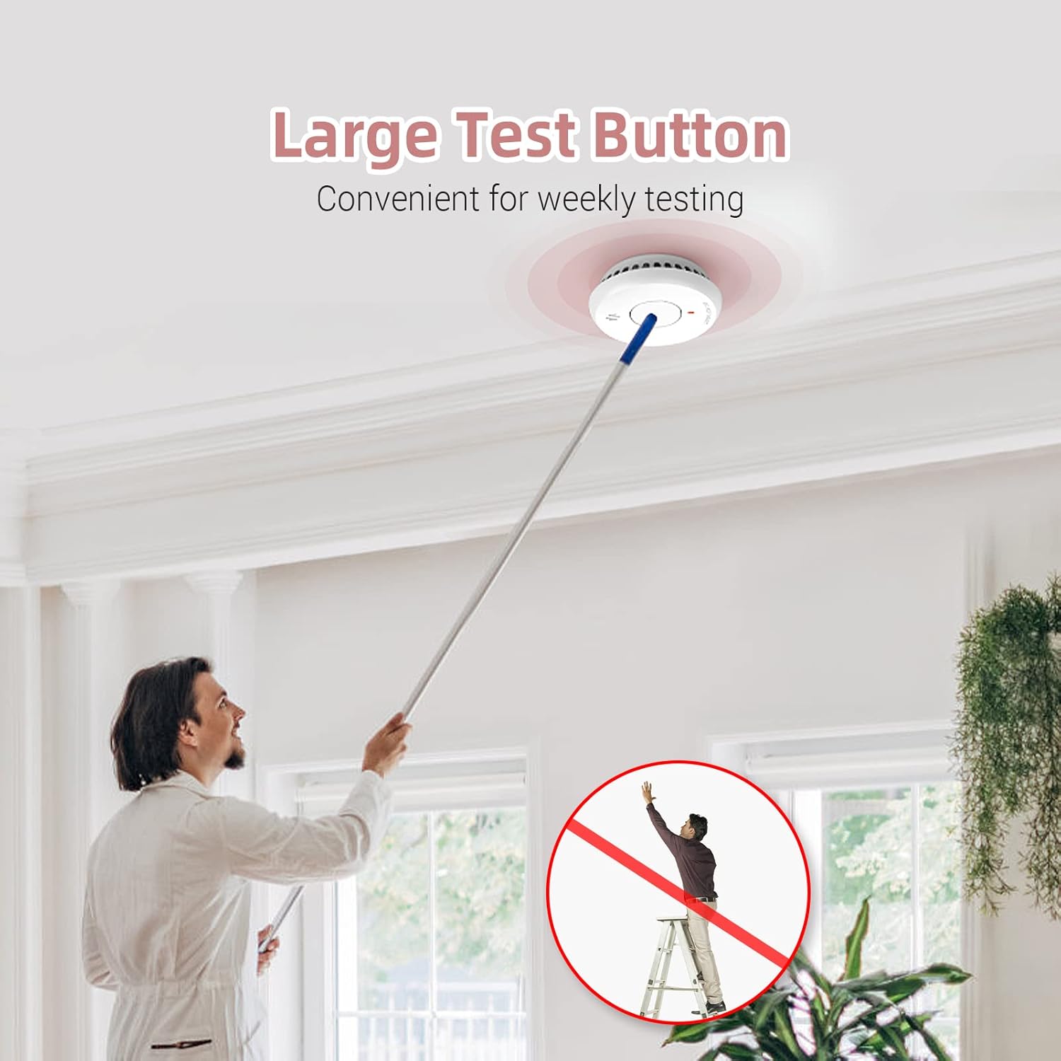 Putogesafe Detector de humo inalámbrico interconectado, alarma de humo con 10 años de duración de la batería, alarma contra incendios con botón