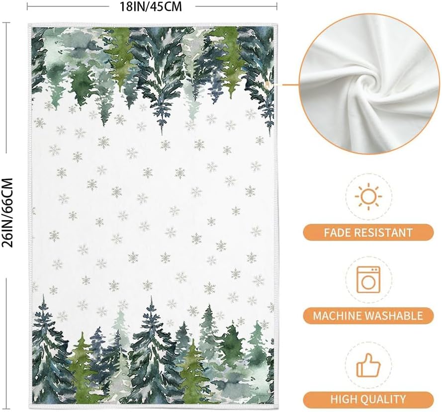 ARKENY AD135 – Juego de 2 paños de cocina de Navidad, diseño de copos de nieve, color verde, 18 x 26 pulgadas, decoración del hogar de granja