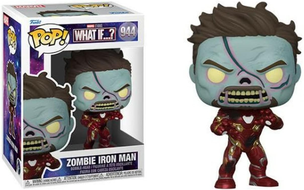 Funko Marvel What If – Zombie Iron Man Tony Stark Pop! Figura de vinilo (incluye funda protectora compatible con caja Pop Box)