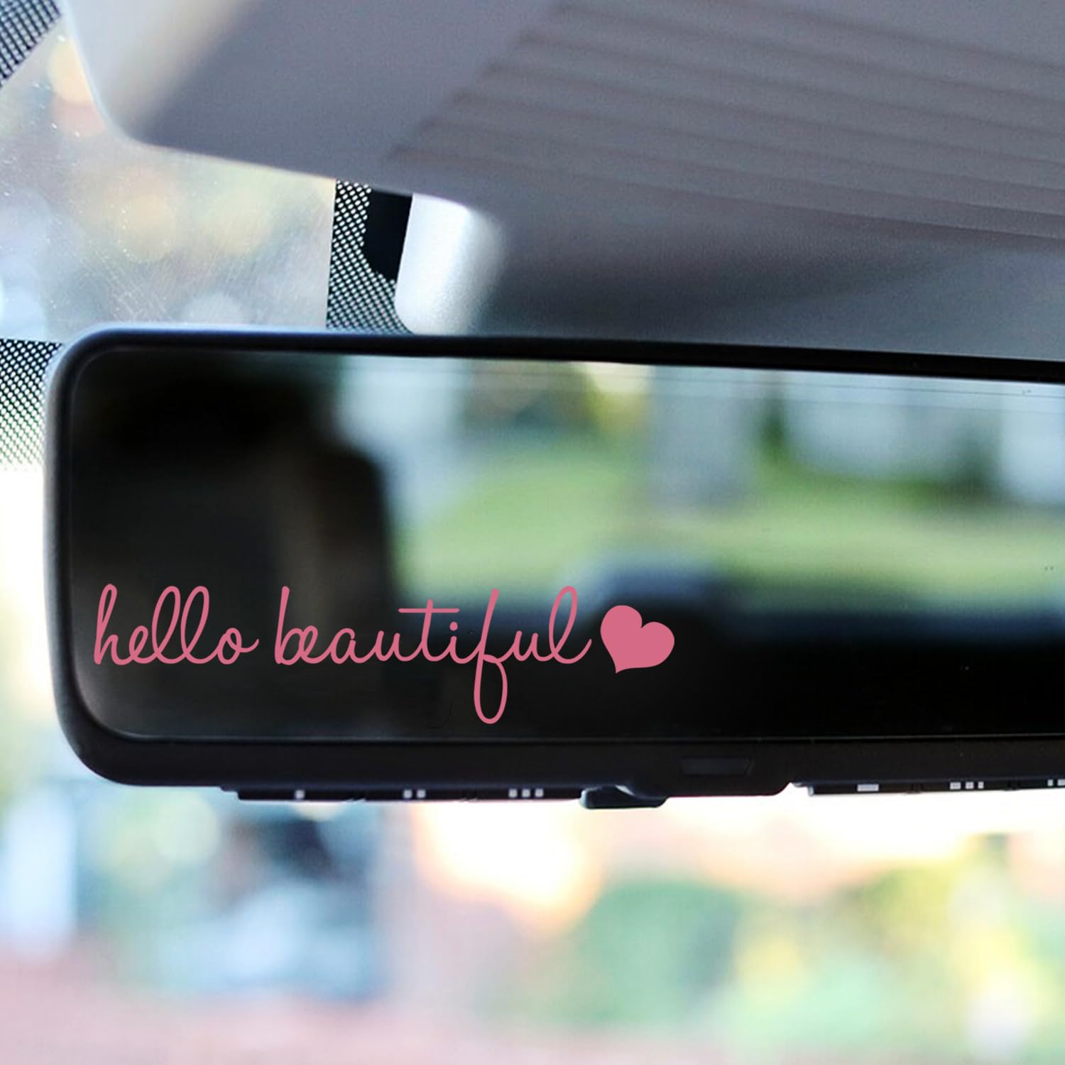 3x Hello Beautiful Rearview Mirror Decal,Vinyl Pink Car Decals For Women,Vanity Mirror Stickers,Girl Car Decal Gifts,Car Window Decal,Car Mirror