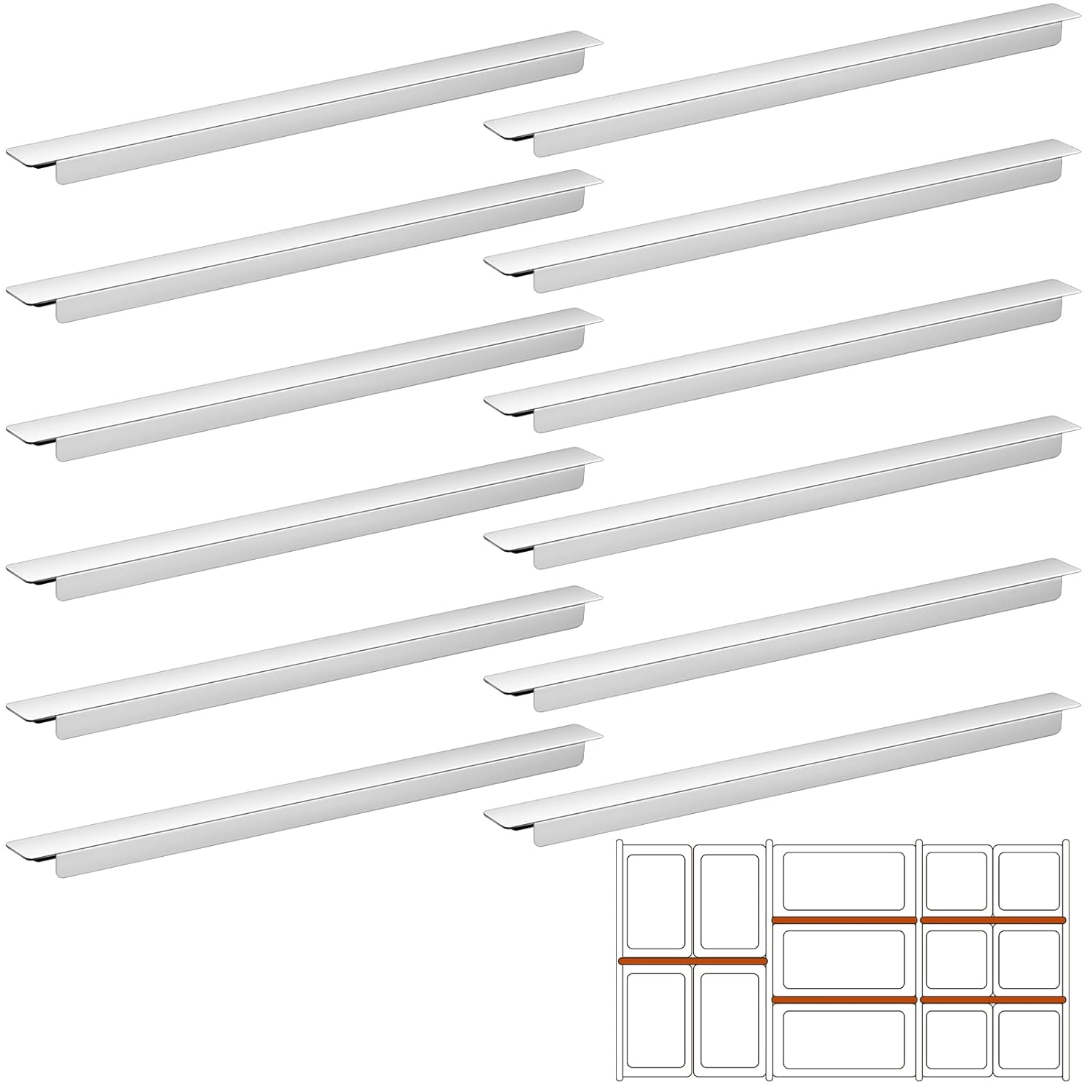 Zonon 12 barras adaptadoras de acero inoxidable, barra divisora larga de barra de comida de metal, barra adaptadora de mesa de vapor para hotel,