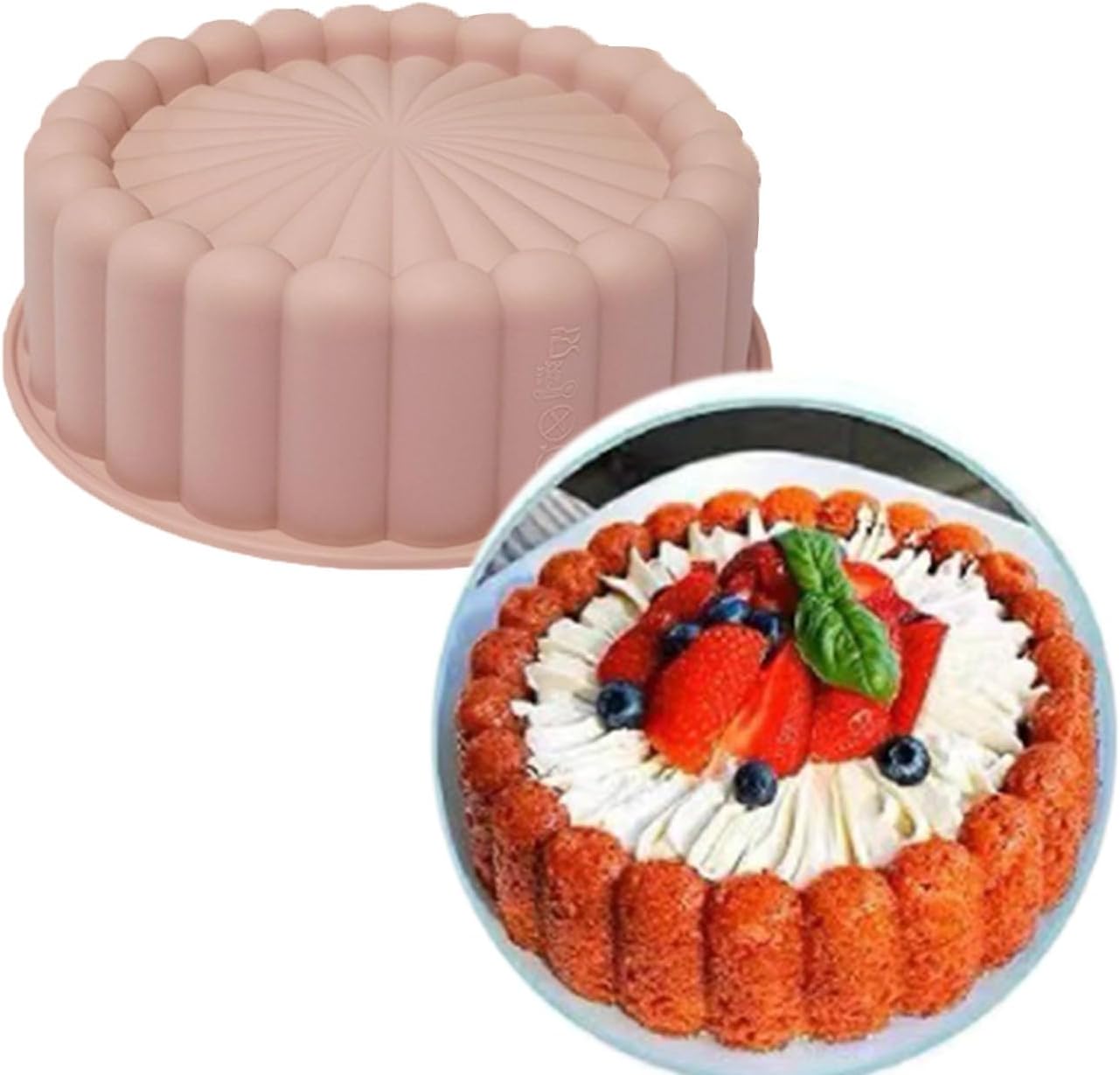 FOUR-C Molde de silicona para hornear moldes de 7 pulgadas con forma de corazón de edición mejorada, moldes de postre para pastel de mousse de