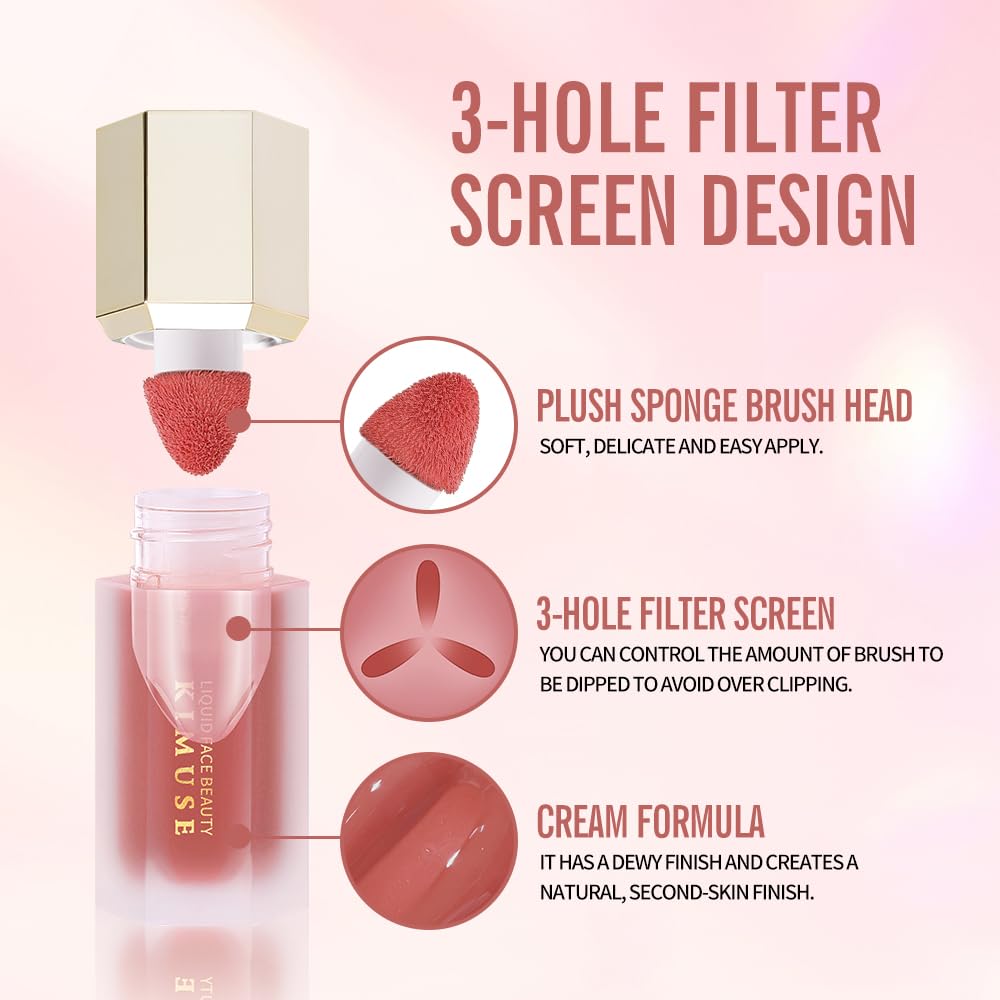 KIMUSE Maquillaje suave color crema, rubor líquido para mejillas, ligero, duradero, a prueba de manchas, aspecto natural, acabado húmedo