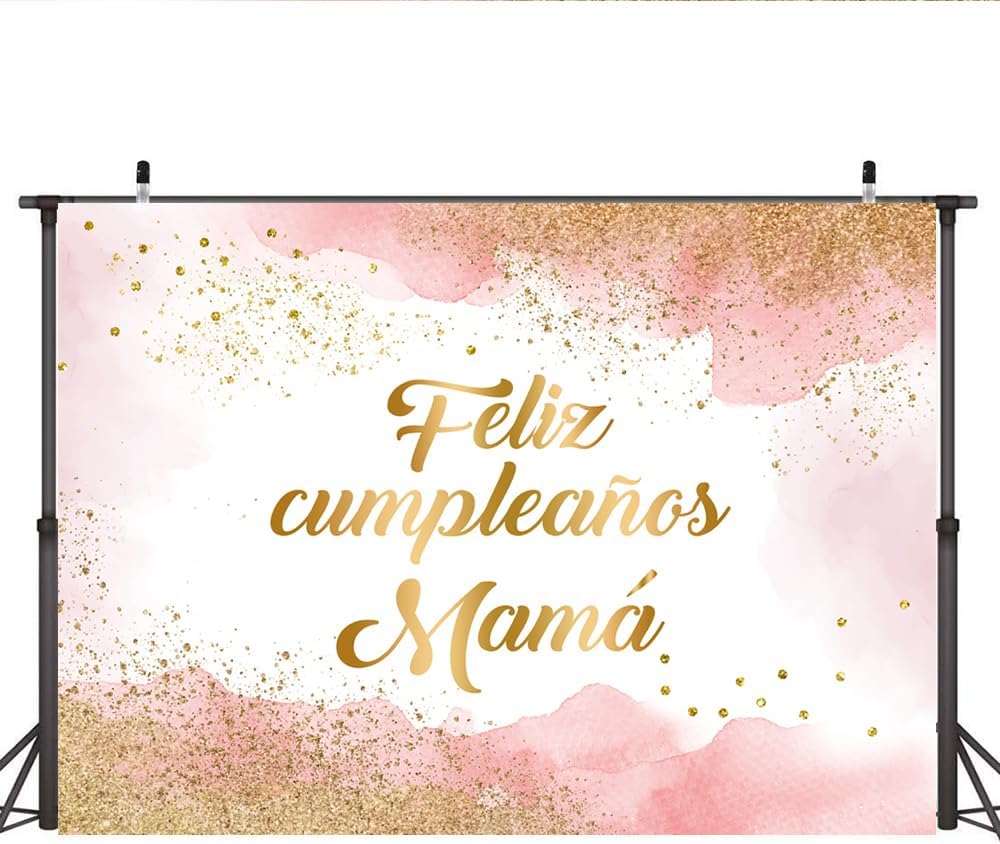 Lofaris Fondo rosa de feliz cumpleaños de 7 x 5 pies para mamá, decoración de fiesta de cumpleaños de mamá, fotografía de nube rosa, decoración de