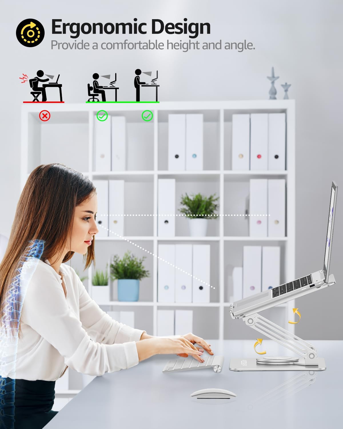 Urmust Laptop Stand for Desk with 360 Rotating Base, Computer Stand for Laptop Ergonimic Adjustable Laptop Riser for Desk Compatible with All Laptop