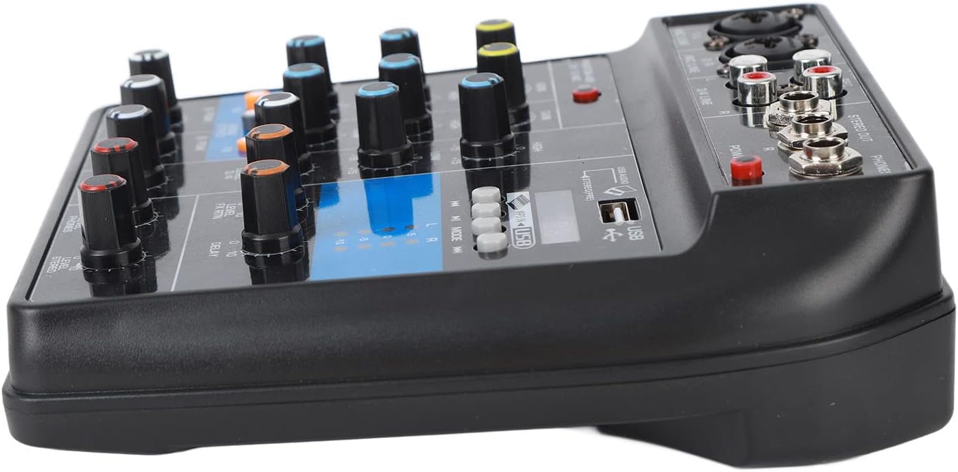 Mezclador de audio Consola mezcladora de DJ de 4 canales profesional con interfaz USB y equipo de escenario de efectos integrados (enchufe de EE.