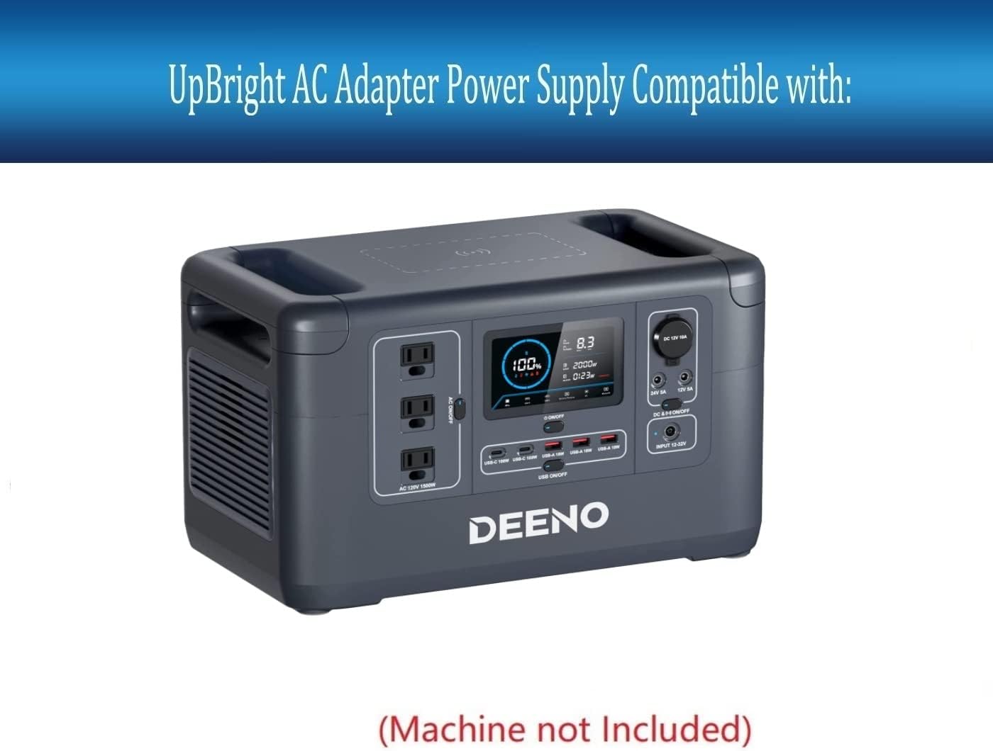 UpBright Adaptador de 25.2 V CACC compatible con DEENO X1500 X-1500 Home Backup Estación de energía portátil de 1500 W 28.8 V 36 Ah 1036 Wh LiFePO4