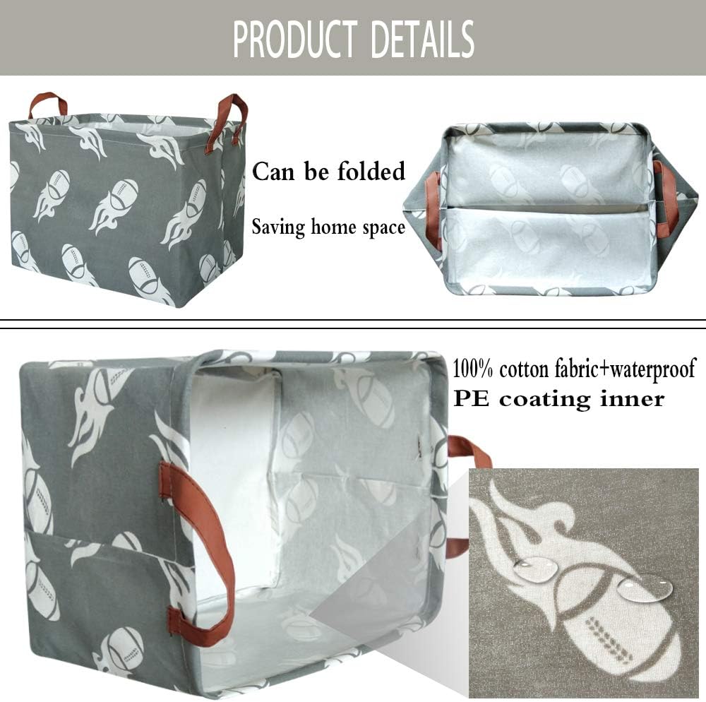 BOOHIT – Cesta rectangular de almacenamiento, cesta de guardería de tela de lona para guardar juguetes, caja organizadora impermeable, cesta de