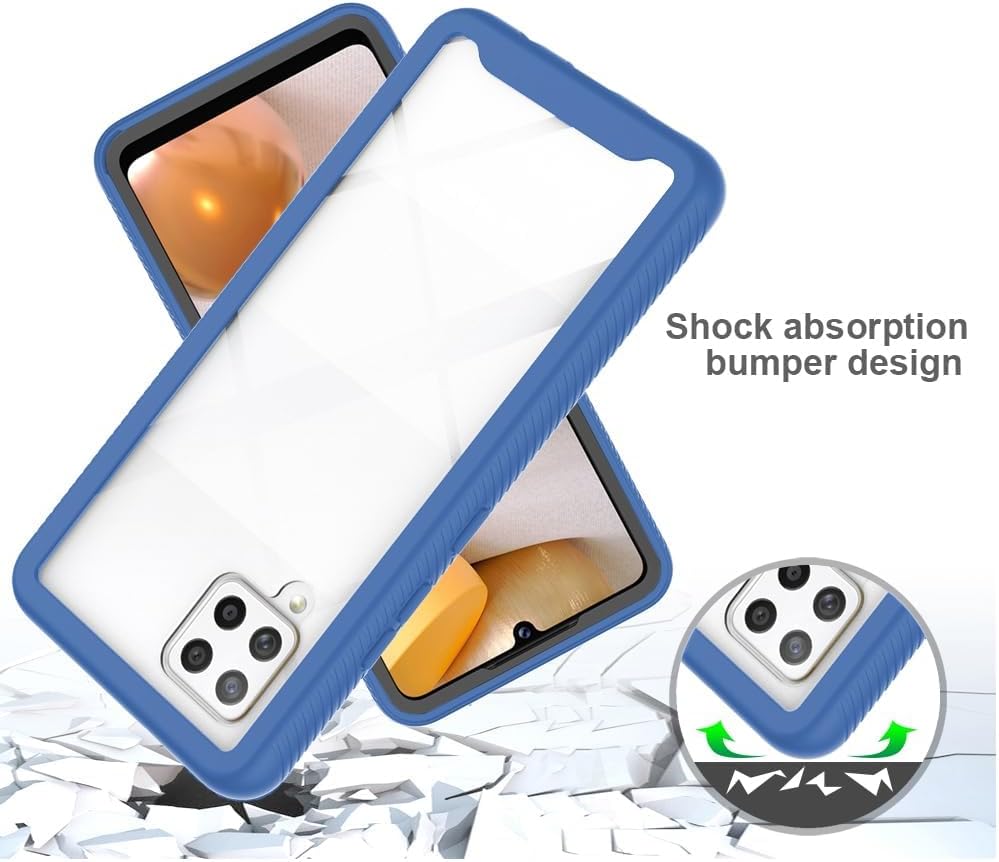 Asuwish Funda de teléfono para Samsung Galaxy A42 5G con protector de pantalla de vidrio templado y soporte delgado, funda protectora híbrida