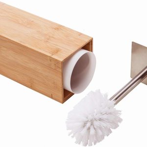 GOBAM – Cepillo de inodoro y soporte, con tapa y mango de acero inoxidable para todo tipo de inodoros con almacenamiento sanitario, bambú (natural) GOBAM – Cepillo de inodoro y soporte, con tapa y mango de acero inoxidable para todo tipo de inodoros con almacenamiento sanitario, bambú (natural)