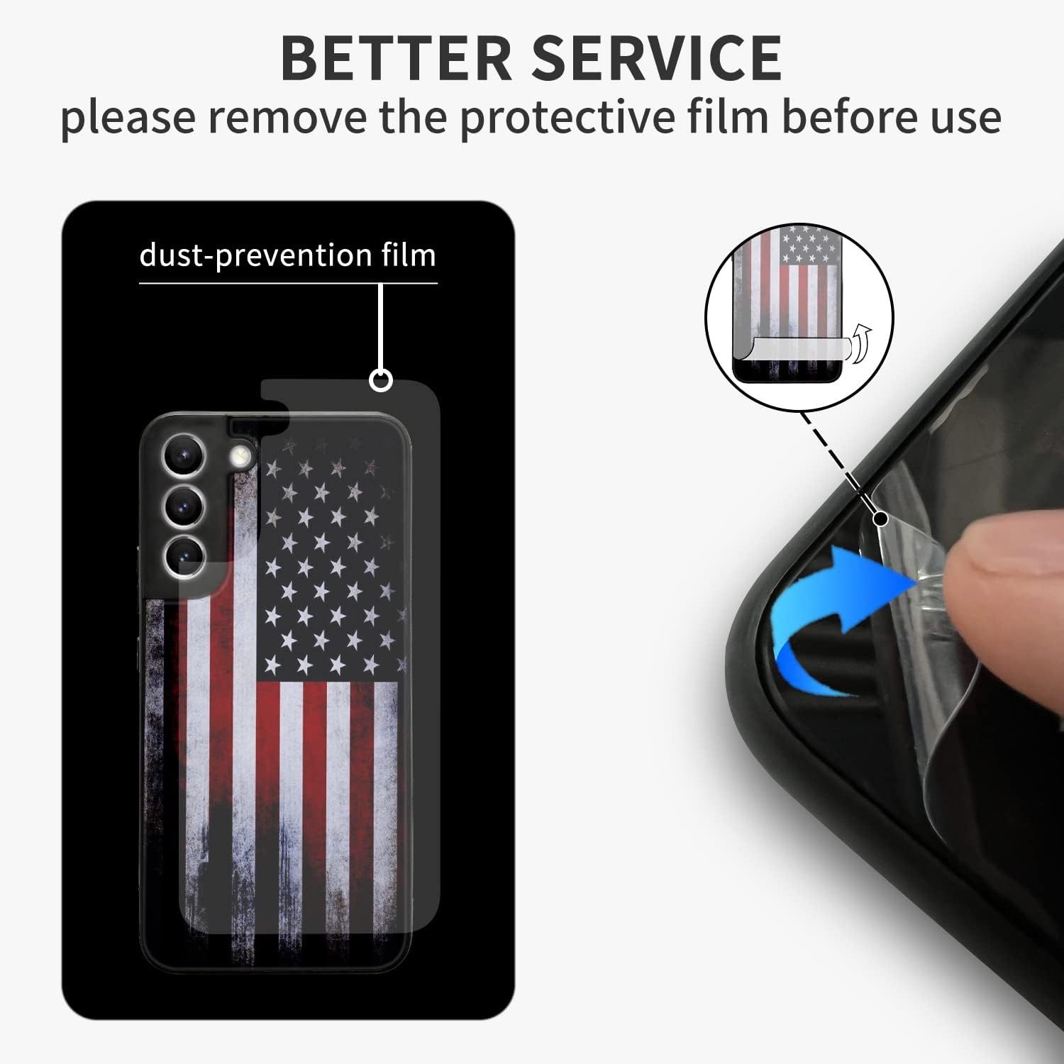 Tnarru Funda compatible con Samsung Galaxy S22, diseño de bandera estadounidense, parte trasera de policarbonato duro y lados de TPU suave, a prueba