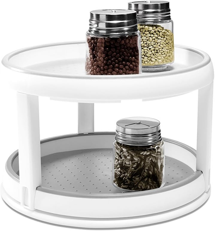 madesmart Tocadiscos clásicos individuales de 10 pulgadas, color blanco, colección clásica, organizador de cocina, fácil de girar, forro