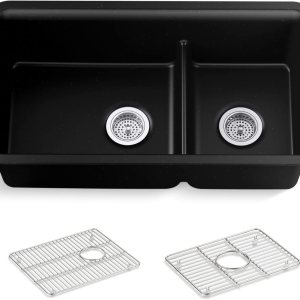 KOHLER Neoroc – Fregadero de cocina de doble tazón de montaje inferior, fregadero compuesto con división inteligente, cuenco de doble desplazamiento KOHLER Neoroc – Fregadero de cocina de doble tazón de montaje inferior, fregadero compuesto con división inteligente, cuenco de doble desplazamiento