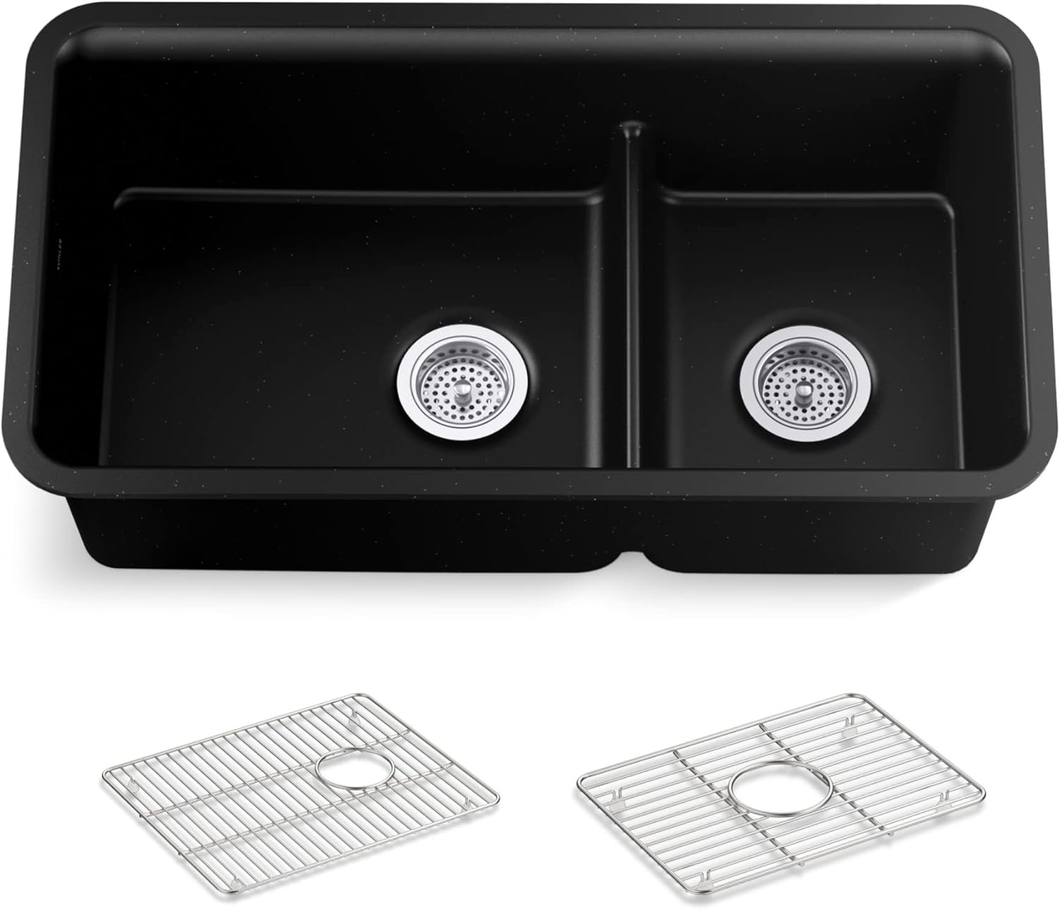 KOHLER Neoroc – Fregadero de cocina de doble tazón de montaje inferior, fregadero compuesto con división inteligente, cuenco de doble desplazamiento