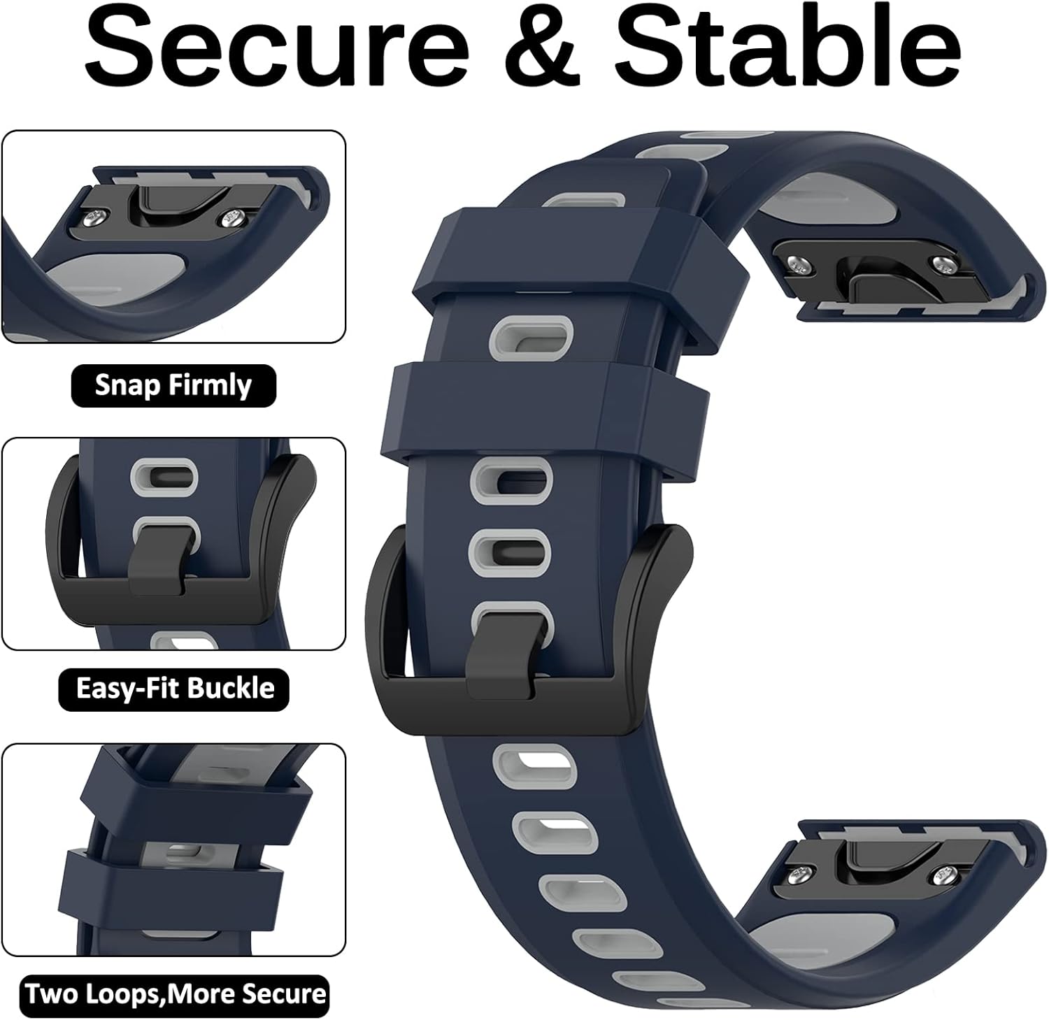 Miimall Compatible Garmin Fenix 7S6S5S Bands, 20mm Width Soft Silicone Sport Waterproof Replacement Strap Band for Garmin Fenix 7S7S Solar7S