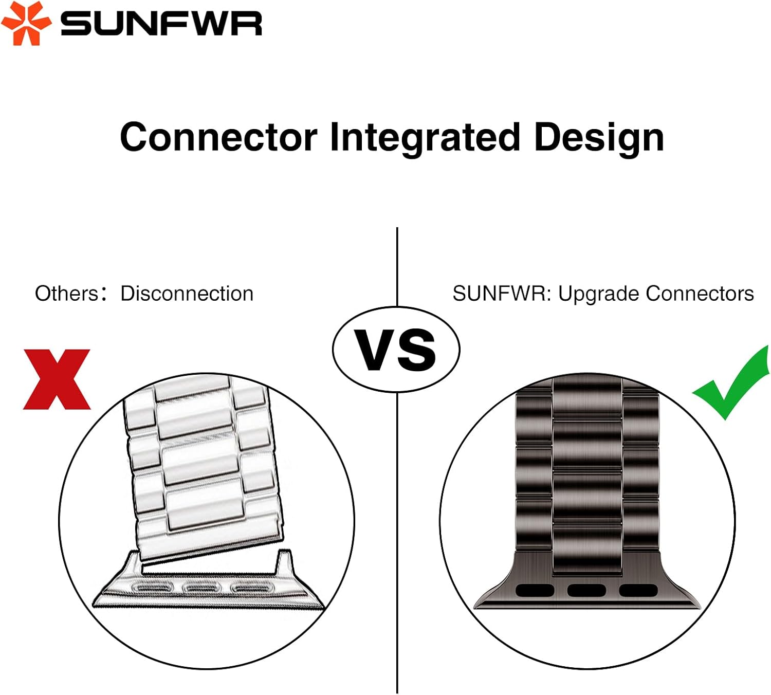 SUNFWR Compatible con Apple Watch Band de 1.614 pulgadas, 1.575 pulgadas, 1.496 pulgadas, para mujeres y hombres, correa de metal de acero