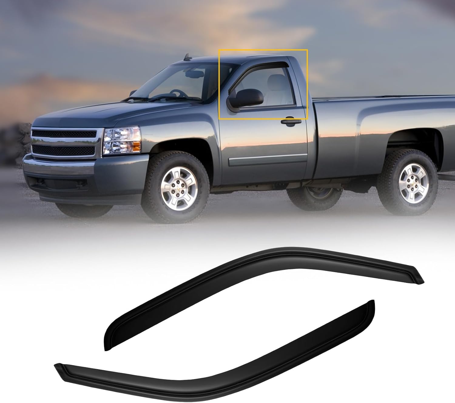 CMVT Auto Viseras de ventana para Chevy Silverado y Sierra 15002500 99-06, protectores de lluvia, deflector de pantalla, deflector de sombra humo