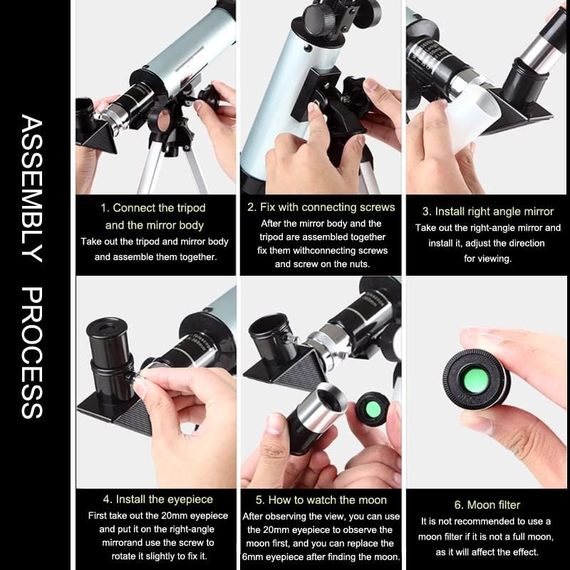 Telescopio para adultos y niños, telescopio astronómico HD 90x para principiantes, ocular de 0.276 pulgadas, fácil de usar para principiantes y