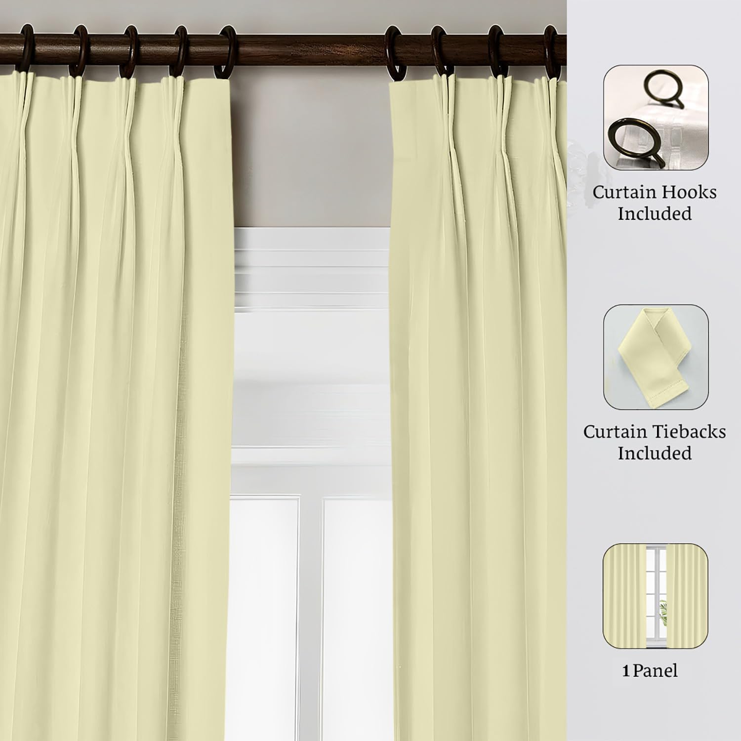 Magic Drapes Cortina plisada triple opaca 100 % opaca con aislamiento térmico, a prueba de derrames, lavable a máquina, paneles de tratamiento de
