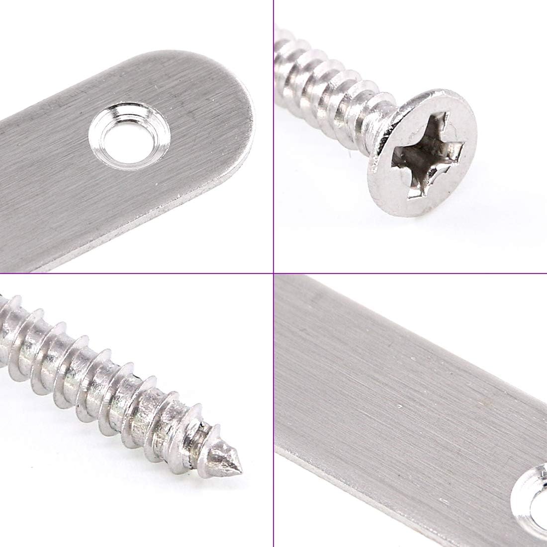 115 soportes de acero inoxidable planos rectos de 3 tamaños, soportes de soporte de estante de metal, placa de unión con tornillos, perfectos para