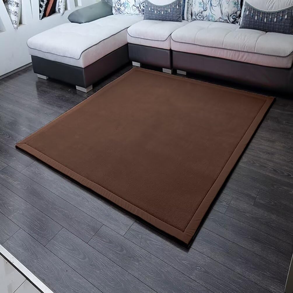 Alfombras de terciopelo coral para gatear, hechas a mano, tejido de espuma de felpa, tapete de ejercicio suave y grueso para niños