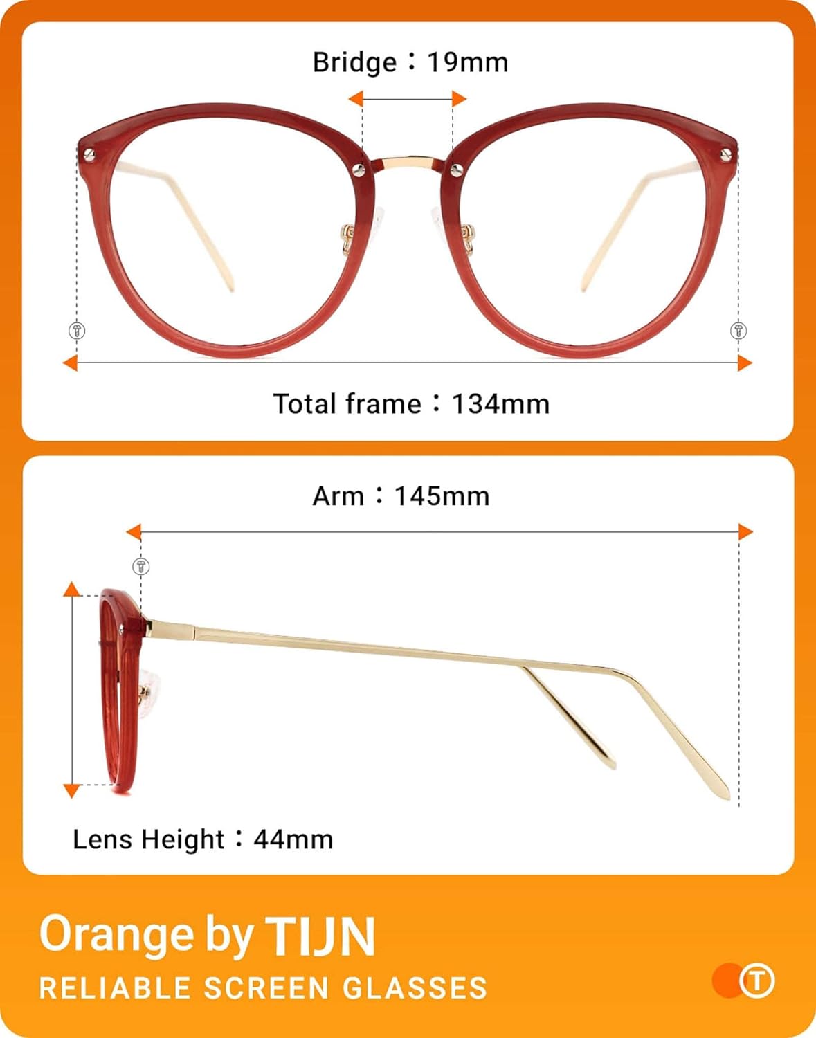 TIJN Lentes de bloqueo de luz azul para mujeres y hombres, dispositivo de TV con luz azul, antifatiga ocular, marco de metal redondo