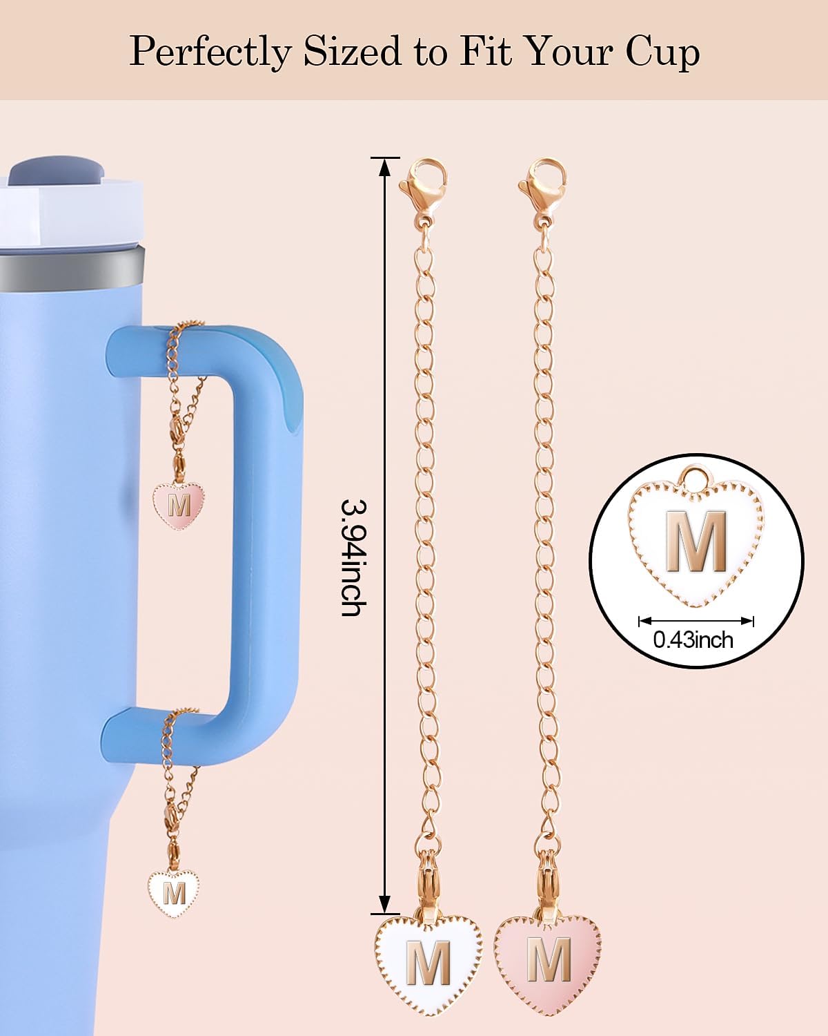 OriJoy Accesorios de letras para Stanley Cup, 2 piezas con nombre de identificación y asa para vaso StanleySimple Moderno, Dijes de identificación