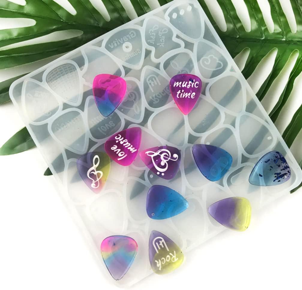 SUPVOX Moldes de resina para púas de guitarra, molde de cristal de silicona, moldes de resina epoxi, molde para llavero, molde para hacer jabón,