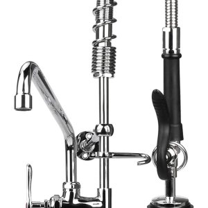 Grifo de restaurante comercial con rociador de preenjuague de 8 pulgadas, grifo de fregadero de cocina de montaje en pared central con rociador Grifo de restaurante comercial con rociador de preenjuague de 8 pulgadas, grifo de fregadero de cocina de montaje en pared central con rociador